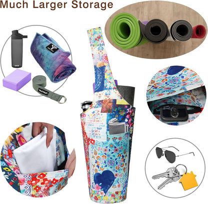 Yoga Mat Bag - Long Tote with Pockets - Holds More Yoga Accessories - Yoga Bag Fit Most Size Mats - Yoga Mat Carrier