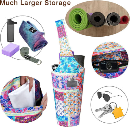 Yoga Mat Bag - Long Tote with Pockets - Holds More Yoga Accessories - Yoga Bag Fit Most Size Mats - Yoga Mat Carrier