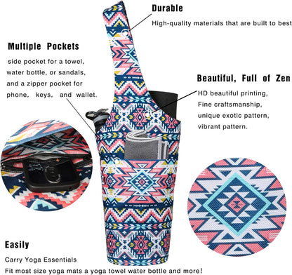 Yoga Mat Bag - Long Tote with Pockets - Holds More Yoga Accessories - Yoga Bag Fit Most Size Mats - Yoga Mat Carrier