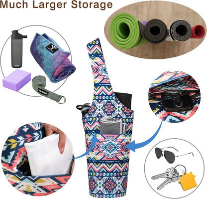 Yoga Mat Bag - Long Tote with Pockets - Holds More Yoga Accessories - Yoga Bag Fit Most Size Mats - Yoga Mat Carrier