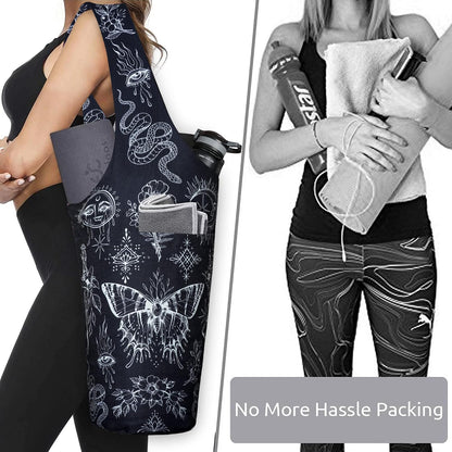 Yoga Mat Bag - Long Tote with Pockets - Holds More Yoga Accessories - Yoga Bag Fit Most Size Mats - Yoga Mat Carrier