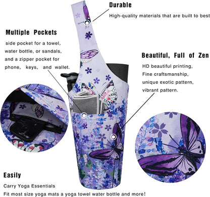 Yoga Mat Bag - Long Tote with Pockets - Holds More Yoga Accessories - Yoga Bag Fit Most Size Mats - Yoga Mat Carrier