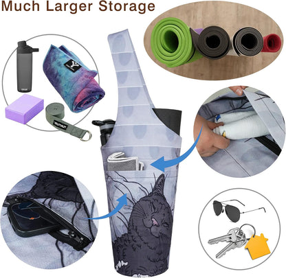 Yoga Mat Bag - Long Tote with Pockets - Holds More Yoga Accessories - Yoga Bag Fit Most Size Mats - Yoga Mat Carrier
