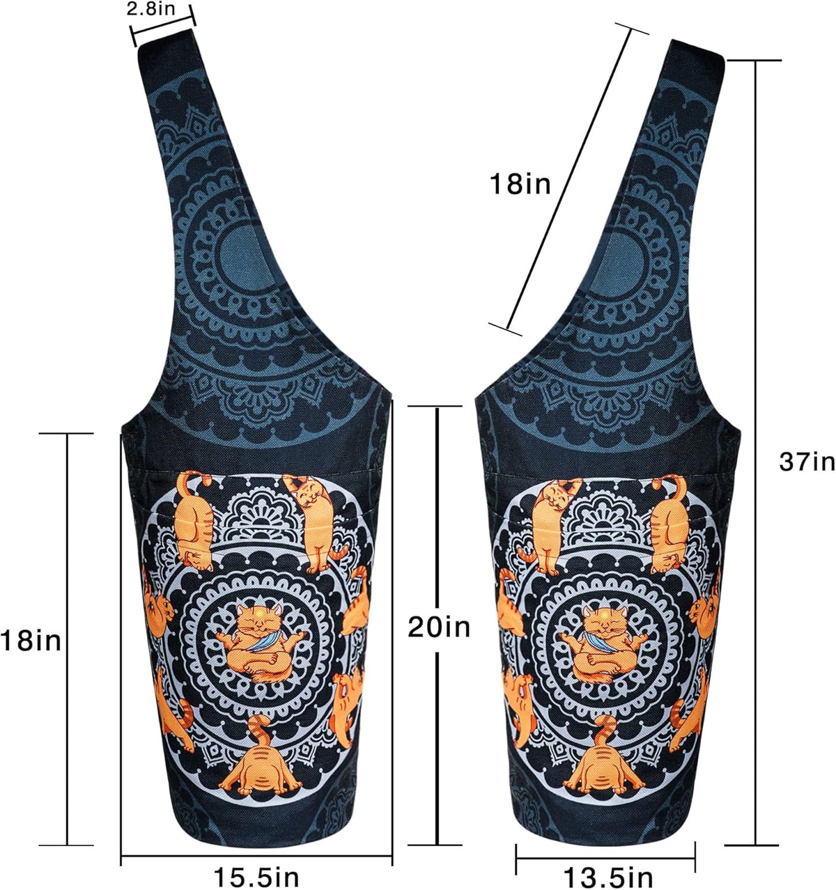Yoga Mat Bag - Long Tote with Pockets - Holds More Yoga Accessories - Yoga Bag Fit Most Size Mats - Yoga Mat Carrier