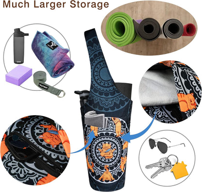 Yoga Mat Bag - Long Tote with Pockets - Holds More Yoga Accessories - Yoga Bag Fit Most Size Mats - Yoga Mat Carrier