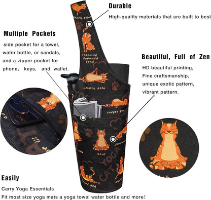 Yoga Mat Bag - Long Tote with Pockets - Holds More Yoga Accessories - Yoga Bag Fit Most Size Mats - Yoga Mat Carrier