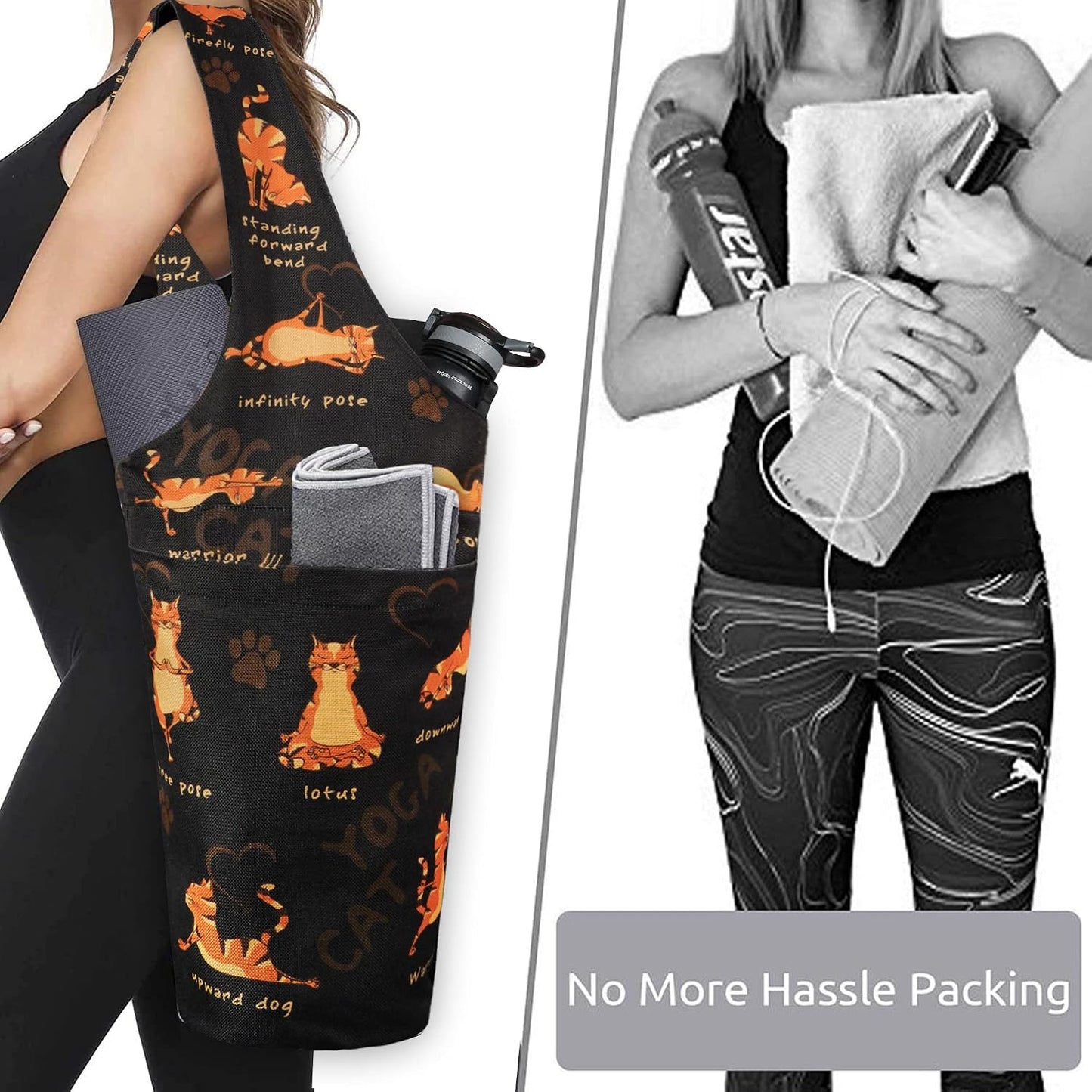 Yoga Mat Bag - Long Tote with Pockets - Holds More Yoga Accessories - Yoga Bag Fit Most Size Mats - Yoga Mat Carrier