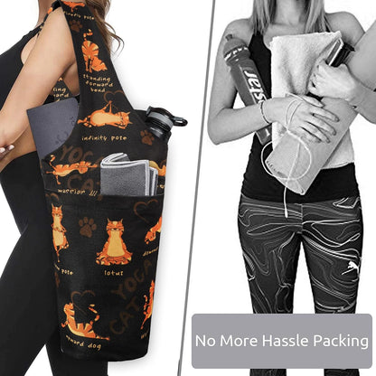 Yoga Mat Bag - Long Tote with Pockets - Holds More Yoga Accessories - Yoga Bag Fit Most Size Mats - Yoga Mat Carrier