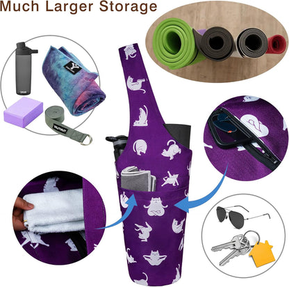 Yoga Mat Bag - Long Tote with Pockets - Holds More Yoga Accessories - Yoga Bag Fit Most Size Mats - Yoga Mat Carrier