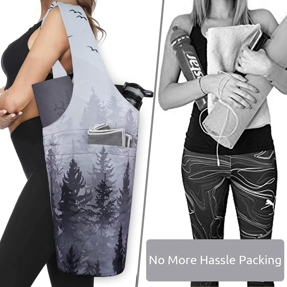 Yoga Mat Bag - Long Tote with Pockets - Holds More Yoga Accessories - Yoga Bag Fit Most Size Mats - Yoga Mat Carrier