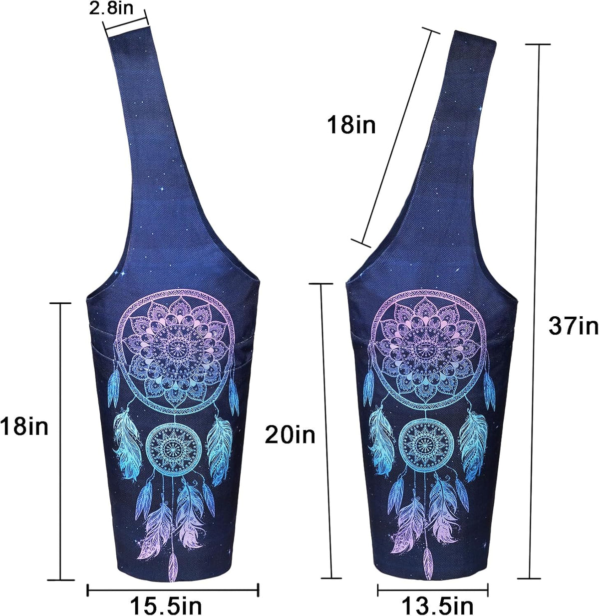 Yoga Mat Bag - Long Tote with Pockets - Holds More Yoga Accessories - Yoga Bag Fit Most Size Mats - Yoga Mat Carrier