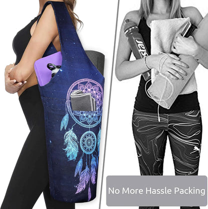 Yoga Mat Bag - Long Tote with Pockets - Holds More Yoga Accessories - Yoga Bag Fit Most Size Mats - Yoga Mat Carrier