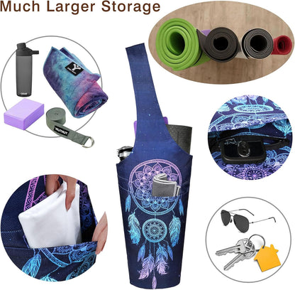 Yoga Mat Bag - Long Tote with Pockets - Holds More Yoga Accessories - Yoga Bag Fit Most Size Mats - Yoga Mat Carrier
