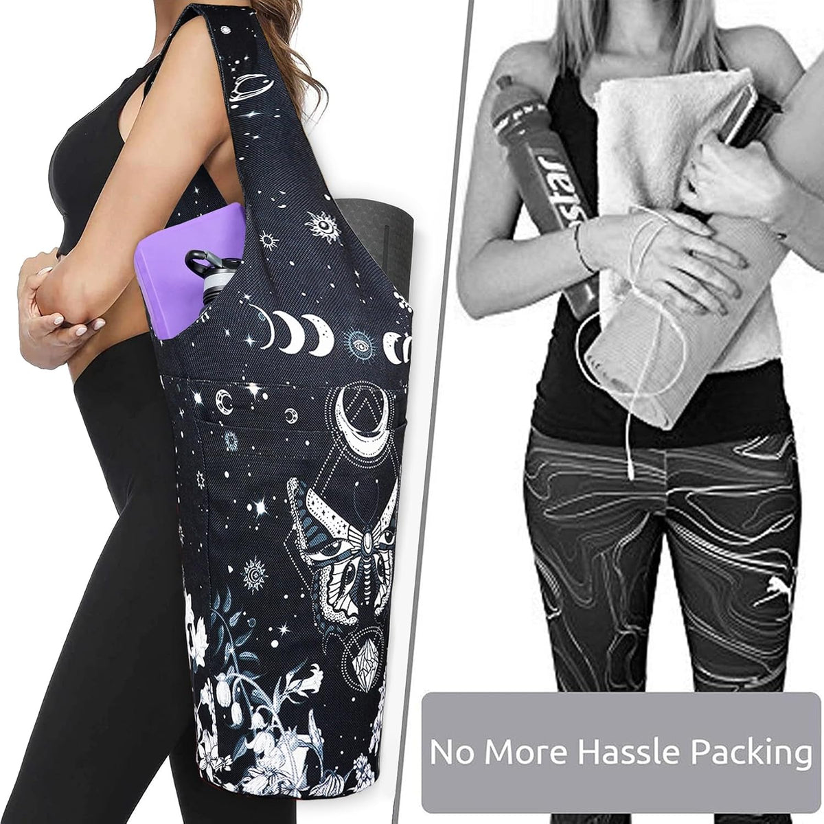 Yoga Mat Bag - Long Tote with Pockets - Holds More Yoga Accessories - Yoga Bag Fit Most Size Mats - Yoga Mat Carrier