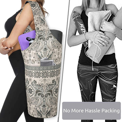 Yoga Mat Bag - Long Tote with Pockets - Holds More Yoga Accessories - Yoga Bag Fit Most Size Mats - Yoga Mat Carrier
