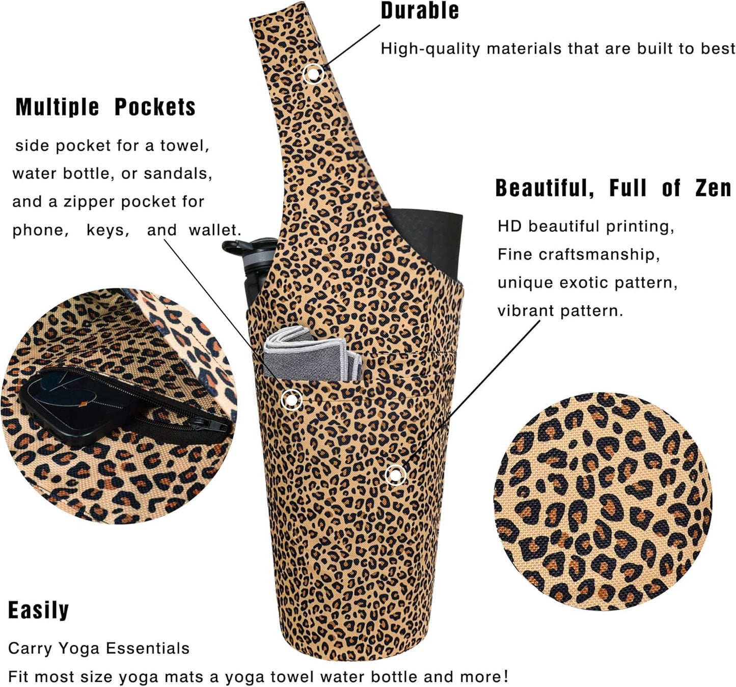 Yoga Mat Bag - Long Tote with Pockets - Holds More Yoga Accessories - Yoga Bag Fit Most Size Mats - Yoga Mat Carrier