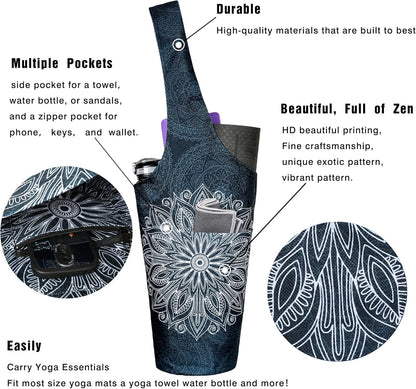 Yoga Mat Bag - Long Tote with Pockets - Holds More Yoga Accessories - Yoga Bag Fit Most Size Mats - Yoga Mat Carrier
