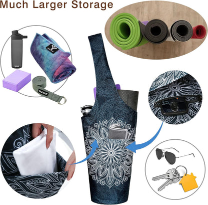 Yoga Mat Bag - Long Tote with Pockets - Holds More Yoga Accessories - Yoga Bag Fit Most Size Mats - Yoga Mat Carrier