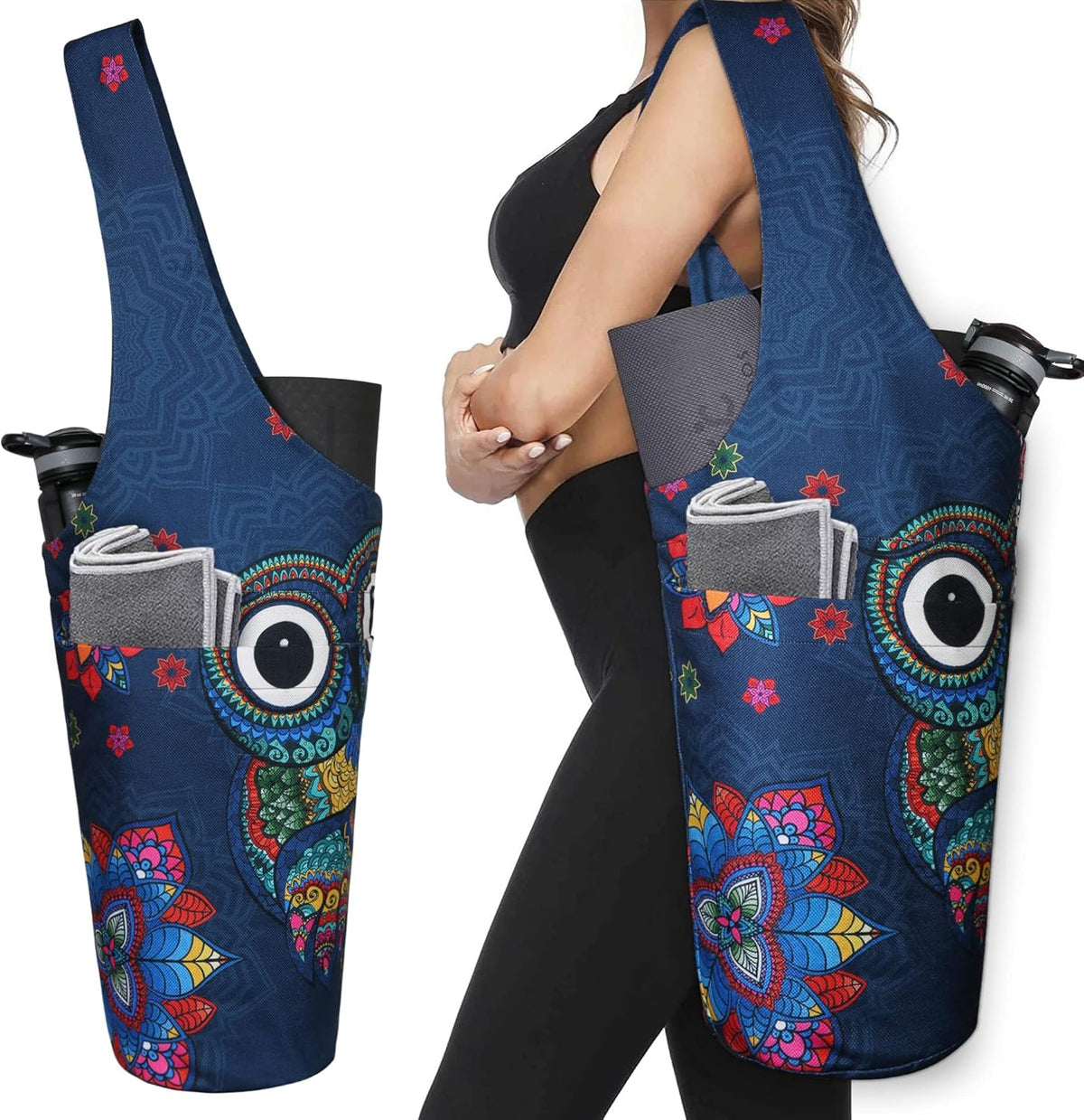 Yoga Mat Bag - Long Tote with Pockets - Holds More Yoga Accessories - Yoga Bag Fit Most Size Mats - Yoga Mat Carrier