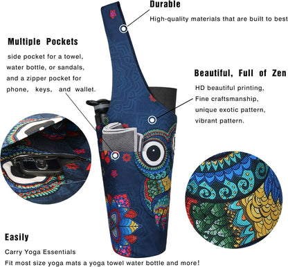 Yoga Mat Bag - Long Tote with Pockets - Holds More Yoga Accessories - Yoga Bag Fit Most Size Mats - Yoga Mat Carrier