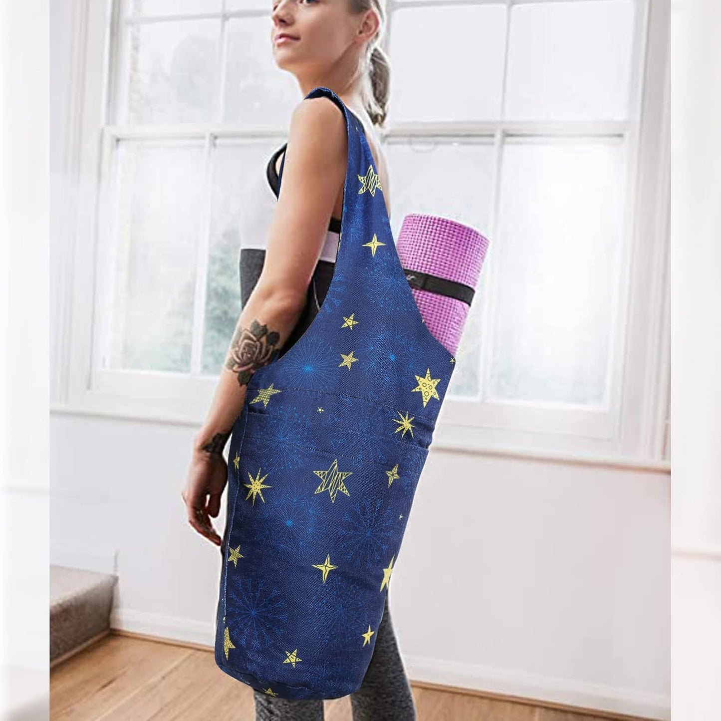 Yoga Mat Bag - Long Tote with Pockets - Holds More Yoga Accessories - Yoga Bag Fit Most Size Mats - Yoga Mat Carrier