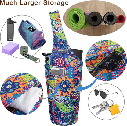 Yoga Mat Bag - Long Tote with Pockets - Holds More Yoga Accessories - Yoga Bag Fit Most Size Mats - Yoga Mat Carrier
