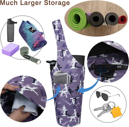 Yoga Mat Bag - Long Tote with Pockets - Holds More Yoga Accessories - Yoga Bag Fit Most Size Mats - Yoga Mat Carrier