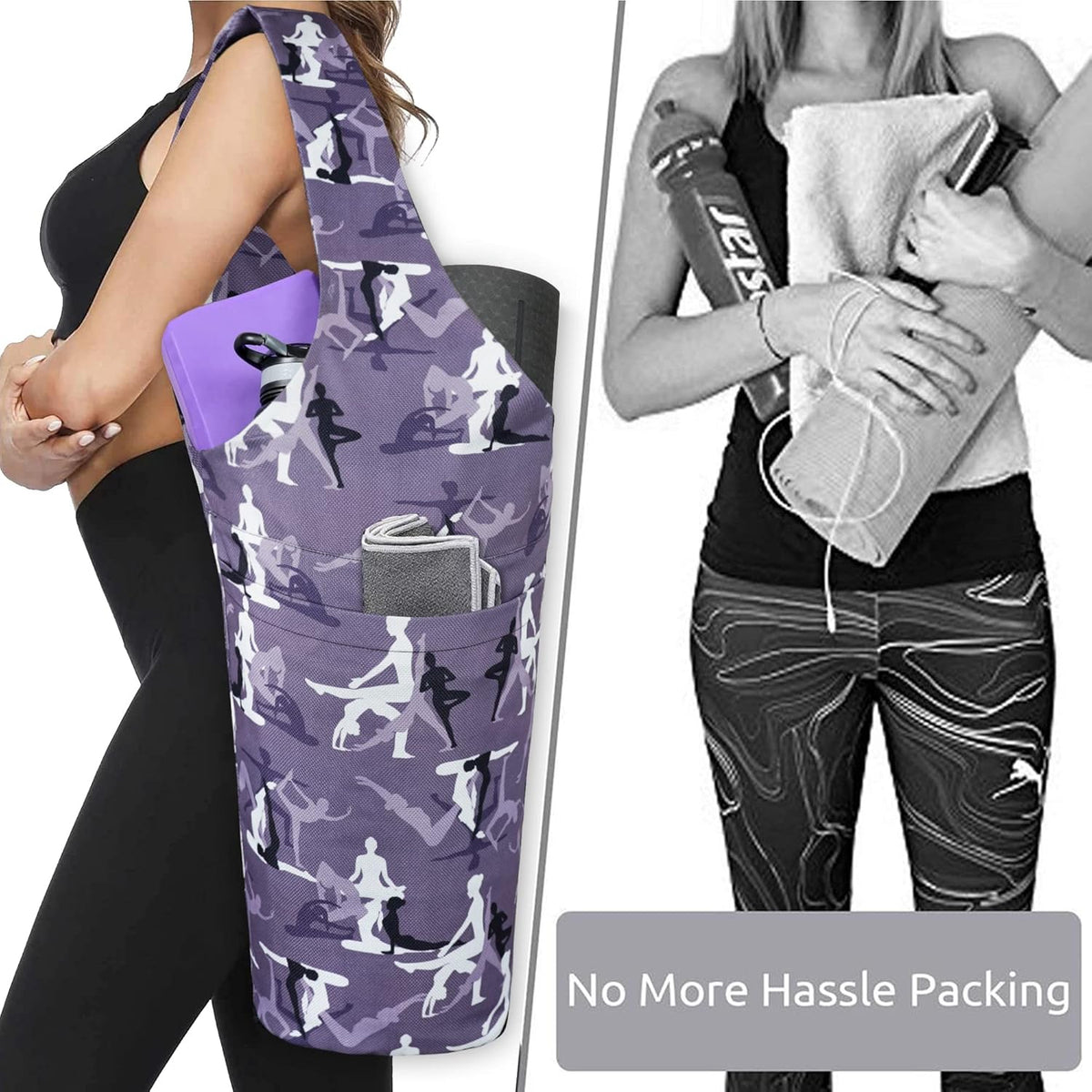 Yoga Mat Bag - Long Tote with Pockets - Holds More Yoga Accessories - Yoga Bag Fit Most Size Mats - Yoga Mat Carrier