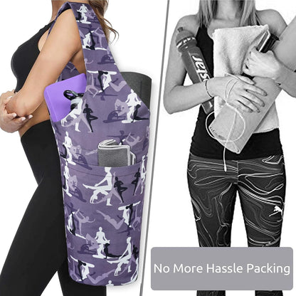 Yoga Mat Bag - Long Tote with Pockets - Holds More Yoga Accessories - Yoga Bag Fit Most Size Mats - Yoga Mat Carrier