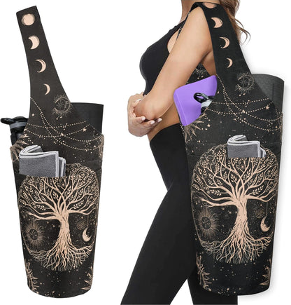 Yoga Mat Bag - Long Tote with Pockets - Holds More Yoga Accessories - Yoga Bag Fit Most Size Mats - Yoga Mat Carrier