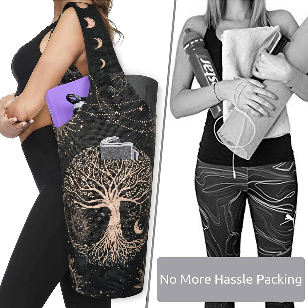 Yoga Mat Bag - Long Tote with Pockets - Holds More Yoga Accessories - Yoga Bag Fit Most Size Mats - Yoga Mat Carrier