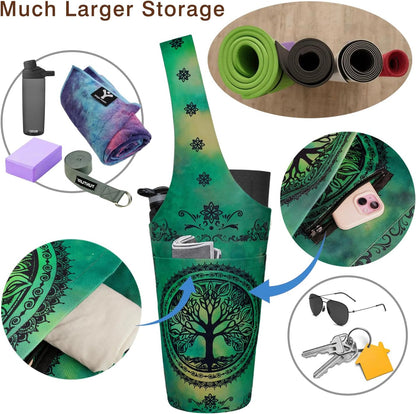 Yoga Mat Bag - Long Tote with Pockets - Holds More Yoga Accessories - Yoga Bag Fit Most Size Mats - Yoga Mat Carrier