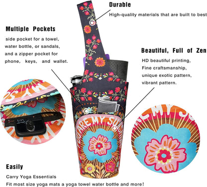 Yoga Mat Bag - Long Tote with Pockets - Holds More Yoga Accessories - Yoga Bag Fit Most Size Mats - Yoga Mat Carrier