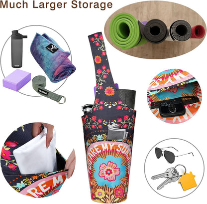 Yoga Mat Bag - Long Tote with Pockets - Holds More Yoga Accessories - Yoga Bag Fit Most Size Mats - Yoga Mat Carrier