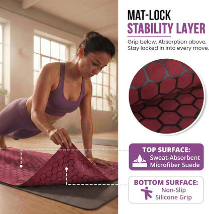 Hot Yoga Mat Towel – Non-Slip Grip for Hot Yoga, Sweat Absorbent, Honeycomb Silicone Grip, Stays Flat – Ideal for Pilates, Travel, Washable & Lightweight - Gray