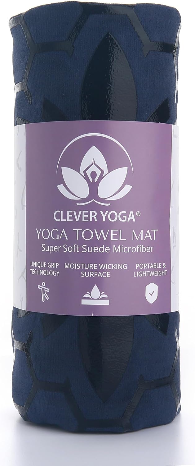 Hot Yoga Mat Towel – Non-Slip Grip for Hot Yoga, Sweat Absorbent, Honeycomb Silicone Grip, Stays Flat – Ideal for Pilates, Travel, Washable & Lightweight - Gray