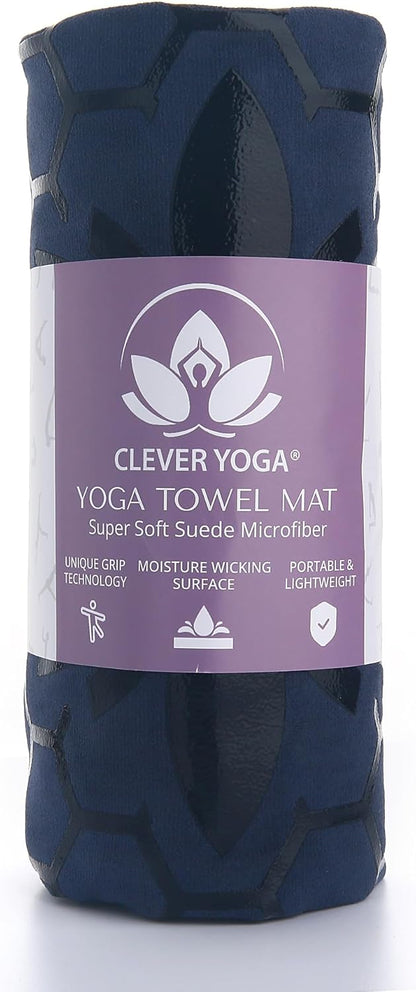 Hot Yoga Mat Towel – Non-Slip Grip for Hot Yoga, Sweat Absorbent, Honeycomb Silicone Grip, Stays Flat – Ideal for Pilates, Travel, Washable & Lightweight - Gray
