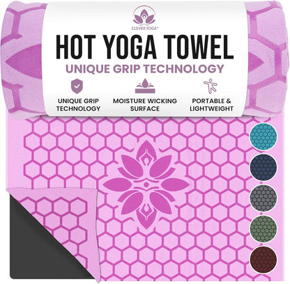 Hot Yoga Mat Towel – Non-Slip Grip for Hot Yoga, Sweat Absorbent, Honeycomb Silicone Grip, Stays Flat – Ideal for Pilates, Travel, Washable & Lightweight - Gray