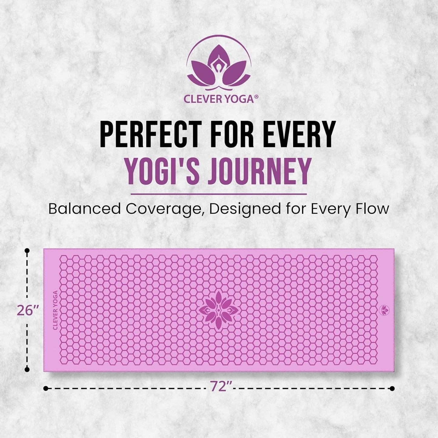 Hot Yoga Mat Towel – Non-Slip Grip for Hot Yoga, Sweat Absorbent, Honeycomb Silicone Grip, Stays Flat – Ideal for Pilates, Travel, Washable & Lightweight - Gray