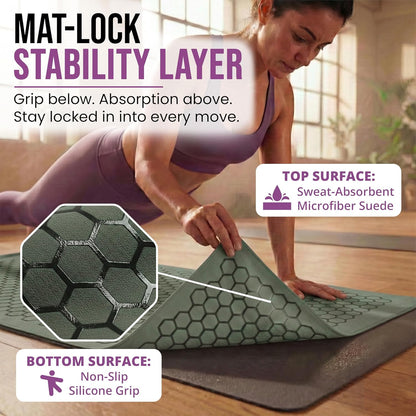 Hot Yoga Mat Towel – Non-Slip Grip for Hot Yoga, Sweat Absorbent, Honeycomb Silicone Grip, Stays Flat – Ideal for Pilates, Travel, Washable & Lightweight - Gray