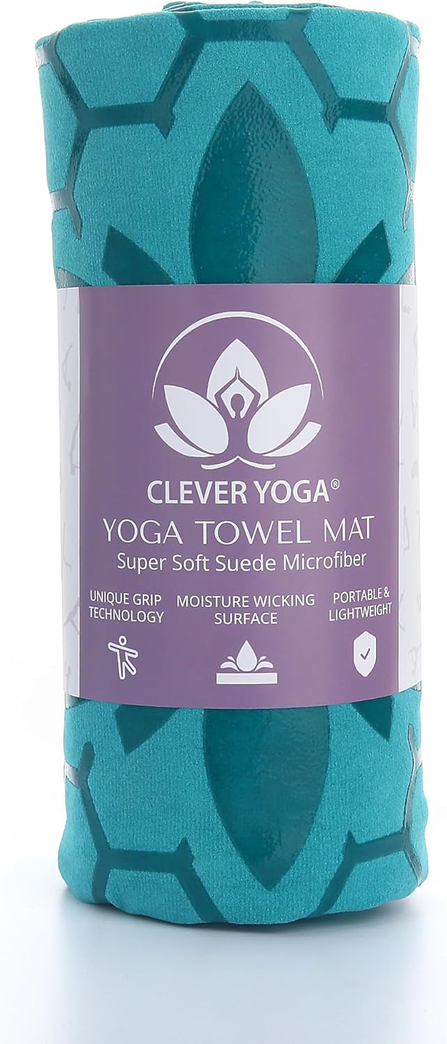 Hot Yoga Mat Towel – Non-Slip Grip for Hot Yoga, Sweat Absorbent, Honeycomb Silicone Grip, Stays Flat – Ideal for Pilates, Travel, Washable & Lightweight - Gray