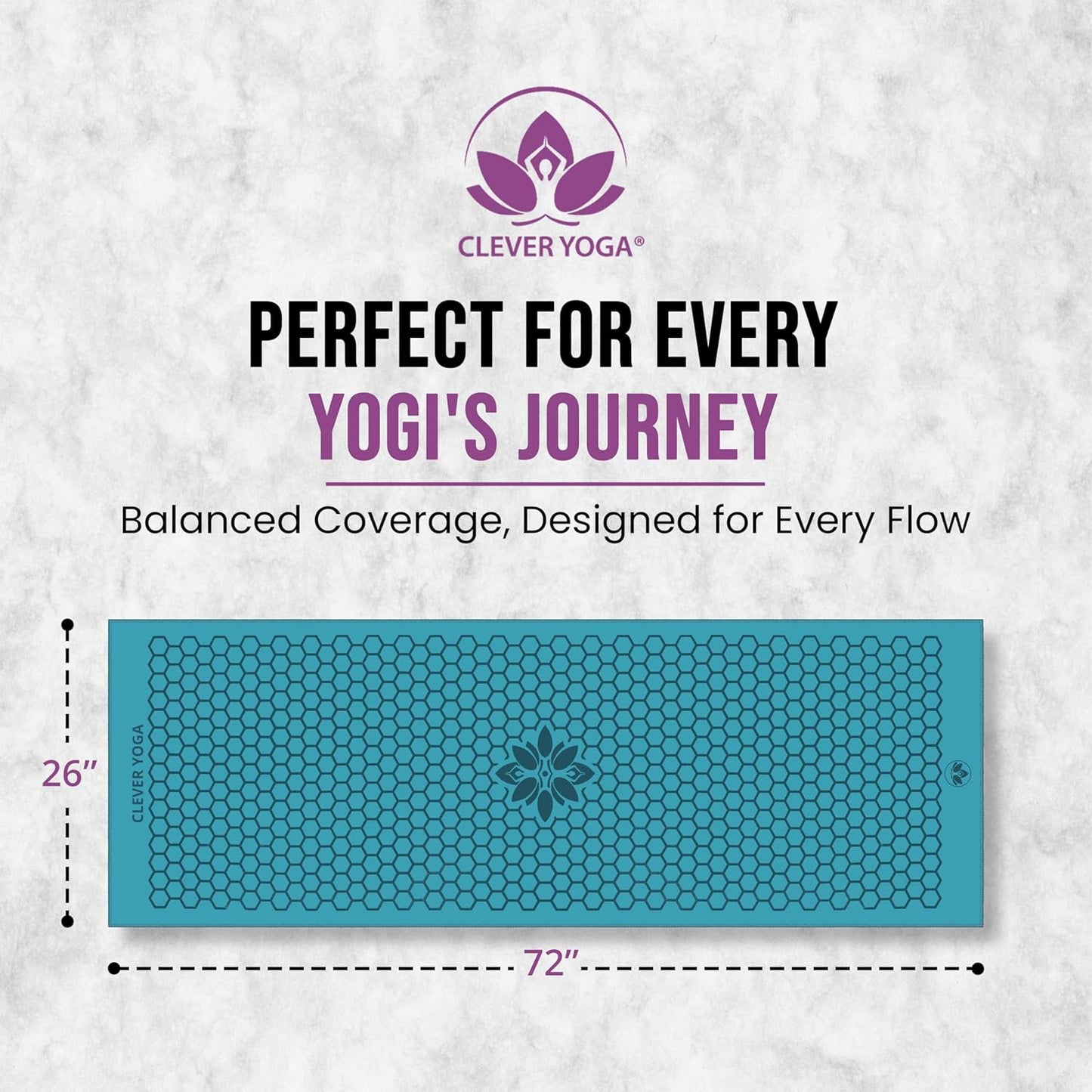 Hot Yoga Mat Towel – Non-Slip Grip for Hot Yoga, Sweat Absorbent, Honeycomb Silicone Grip, Stays Flat – Ideal for Pilates, Travel, Washable & Lightweight - Gray