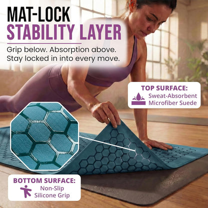 Hot Yoga Mat Towel – Non-Slip Grip for Hot Yoga, Sweat Absorbent, Honeycomb Silicone Grip, Stays Flat – Ideal for Pilates, Travel, Washable & Lightweight - Gray
