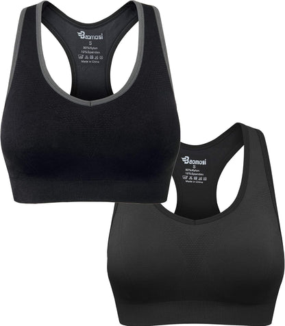 Women's Seamless Racerback Sports Bra High Impact Support Yoga Gym Workout Fitness