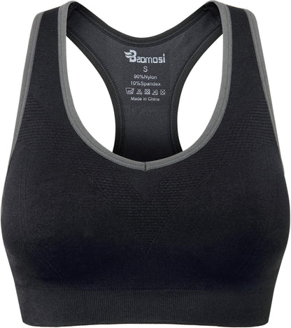Women's Seamless Racerback Sports Bra High Impact Support Yoga Gym Workout Fitness