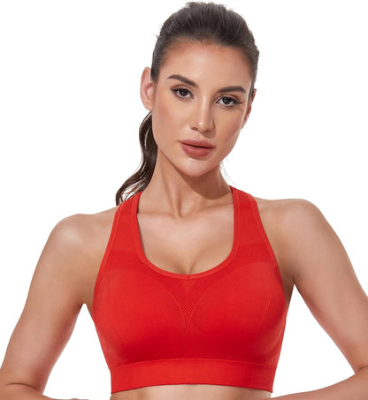 Women's Seamless Racerback Sports Bra High Impact Support Yoga Gym Workout Fitness