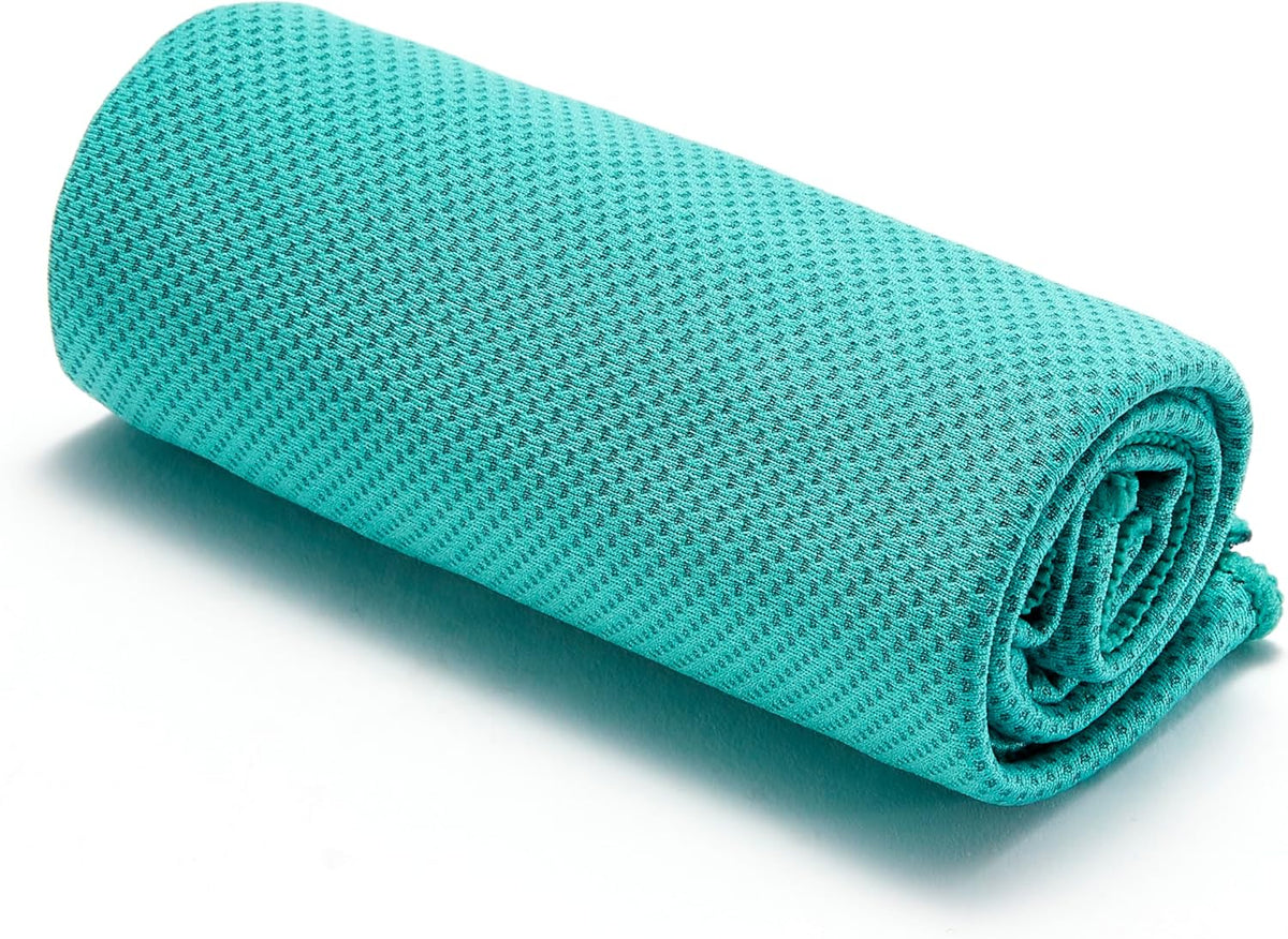 Cooling Towels for Neck and Face, Sports, Workout Recovery, 40" x 12", Black/Gray/Aqua/Navy, 4-Pack