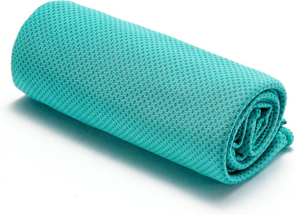 Cooling Towels for Neck and Face, Sports, Workout Recovery, 40" x 12", Black/Gray/Aqua/Navy, 4-Pack
