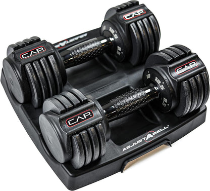 ADJUSTABELL Adjustable Dumbbell Set, Premium Quick Select Adjustable Weights for Strength Training, Singles & Pairs, 12.5 LB, 25 LB & 55 LB, Round & Hex Dumbbells, Multiple Grip Handle Options