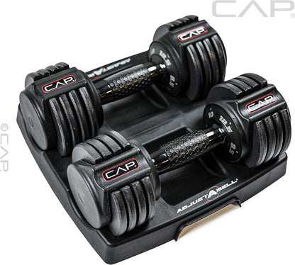 ADJUSTABELL Adjustable Dumbbell Set, Premium Quick Select Adjustable Weights for Strength Training, Singles & Pairs, 12.5 LB, 25 LB & 55 LB, Round & Hex Dumbbells, Multiple Grip Handle Options